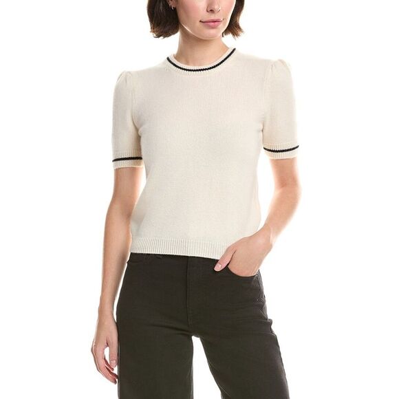 Frame Denim Womens  The Gathered Cashmere Sweater, White - Picture 1 of 3